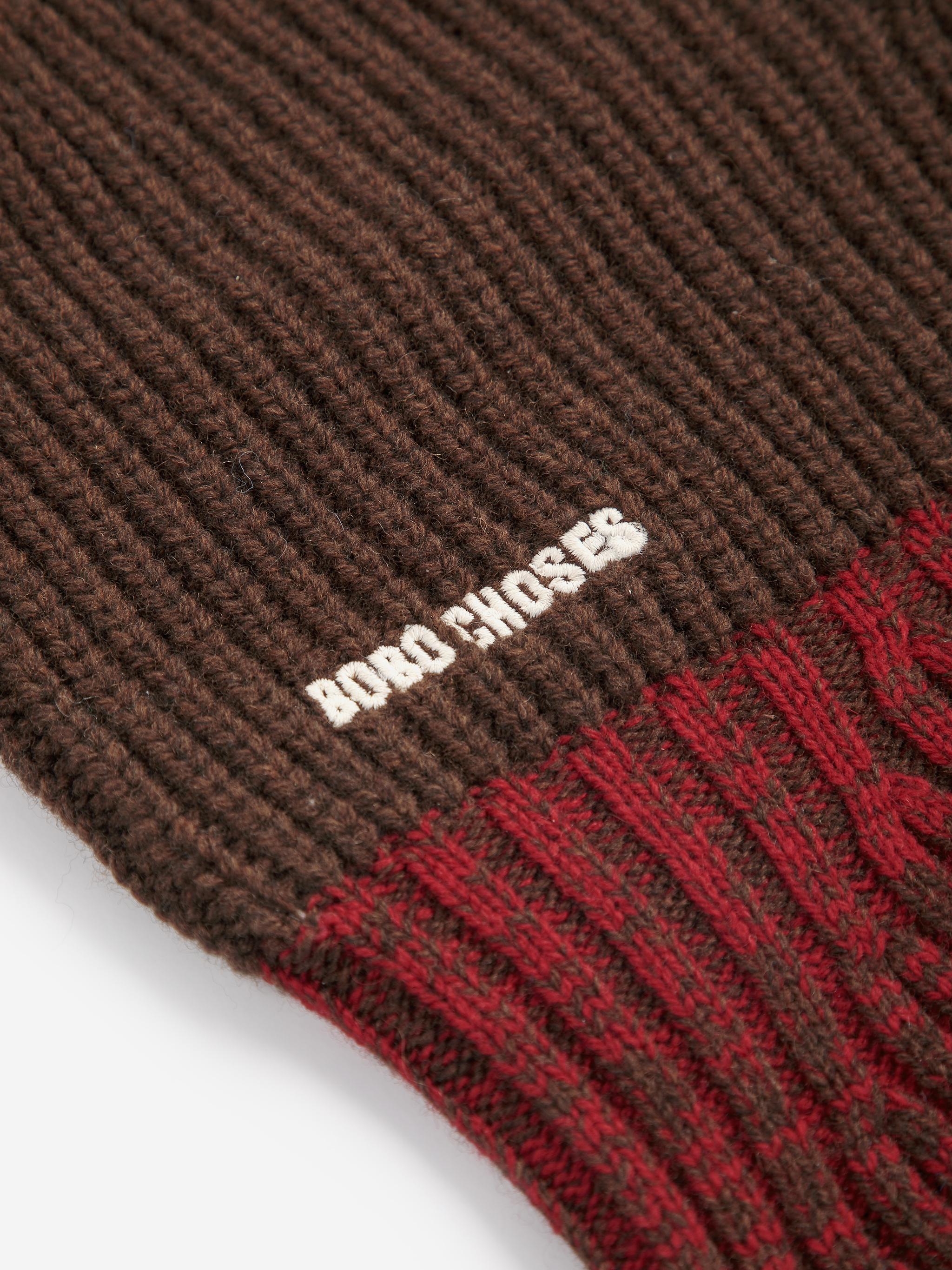 Bobo Choses Colorblock Wool Balaklava Unisex Schal Mütze braun